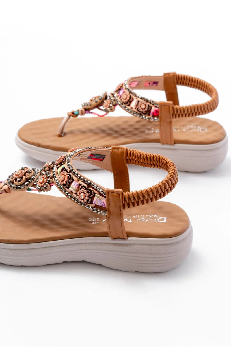 dm-609 Sandales femme à talon avec élastique arrière et détails en pierres
