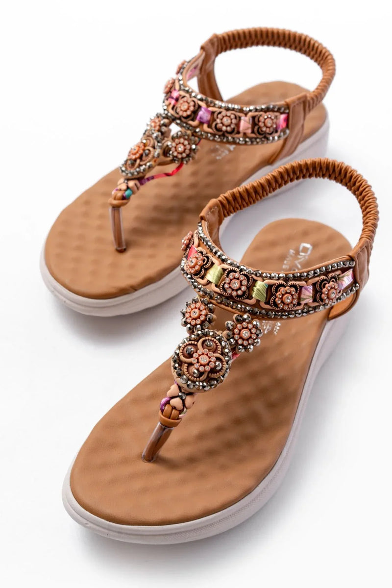 dm-609 Sandales femme à talon avec élastique arrière et détails en pierres