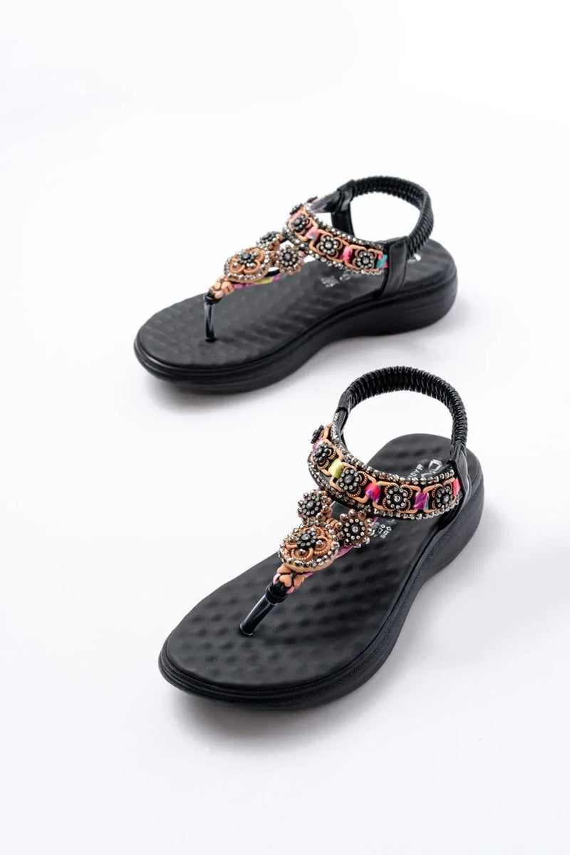 dm-609 Sandales femme à talon avec élastique arrière et détails en pierres