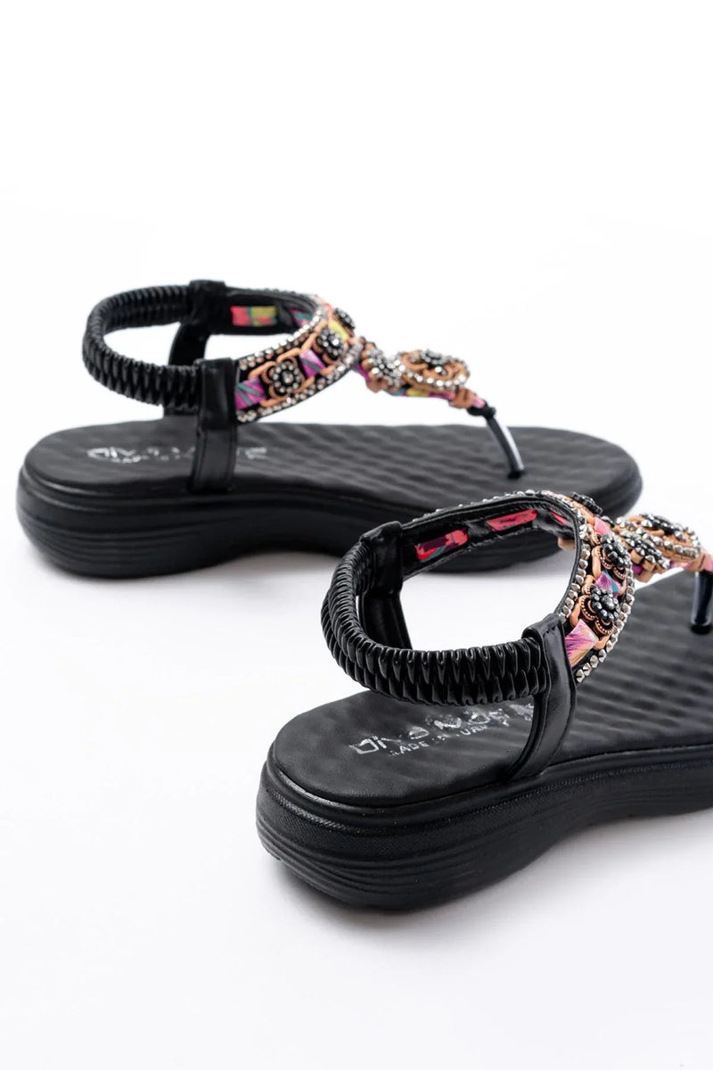 dm-609 Sandales femme à talon avec élastique arrière et détails en pierres