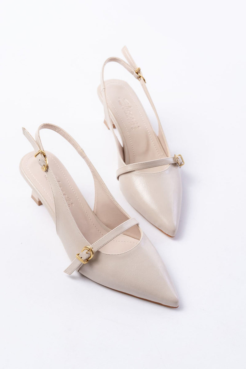 h-470Sandales Slingback Vernis Femme Talon