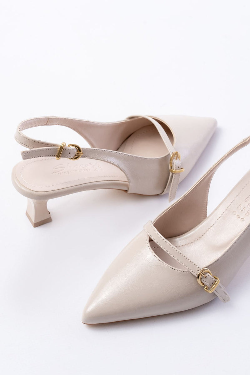 h-470Sandales Slingback Vernis Femme Talon