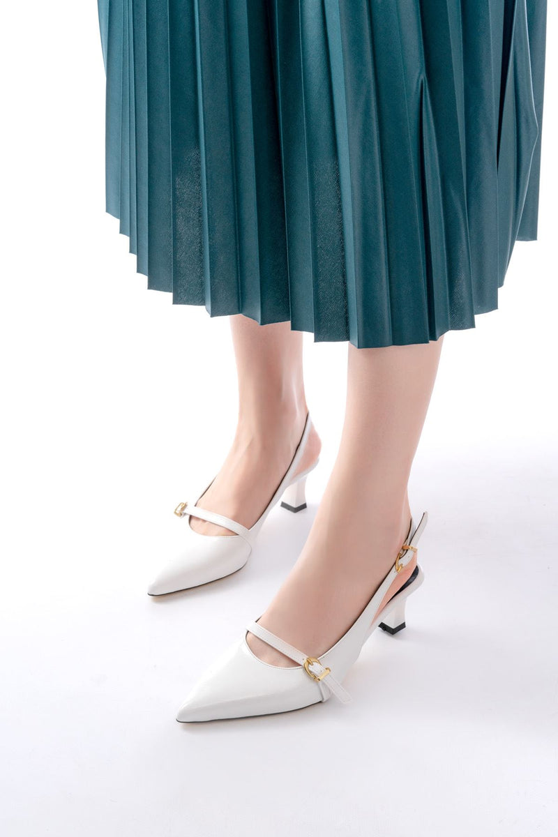 h-470Sandales Slingback Vernis Femme Talon