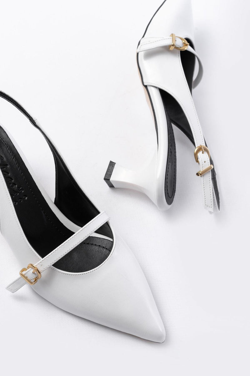 h-470Sandales Slingback Vernis Femme Talon