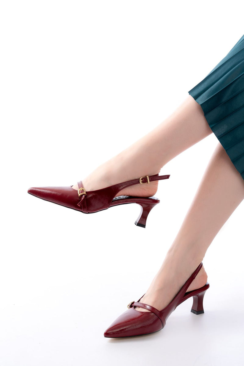 h-470Sandales Slingback Vernis Femme Talon