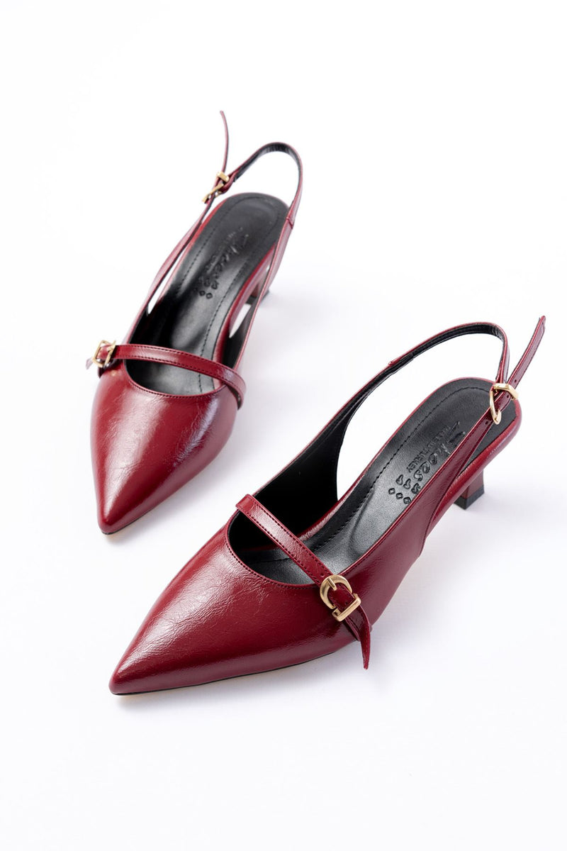 h-470Sandales Slingback Vernis Femme Talon