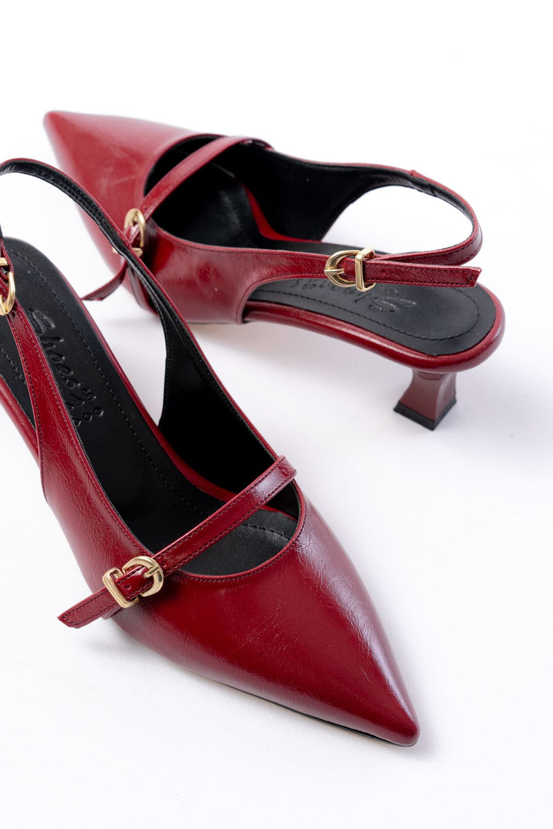 h-470Sandales Slingback Vernis Femme Talon
