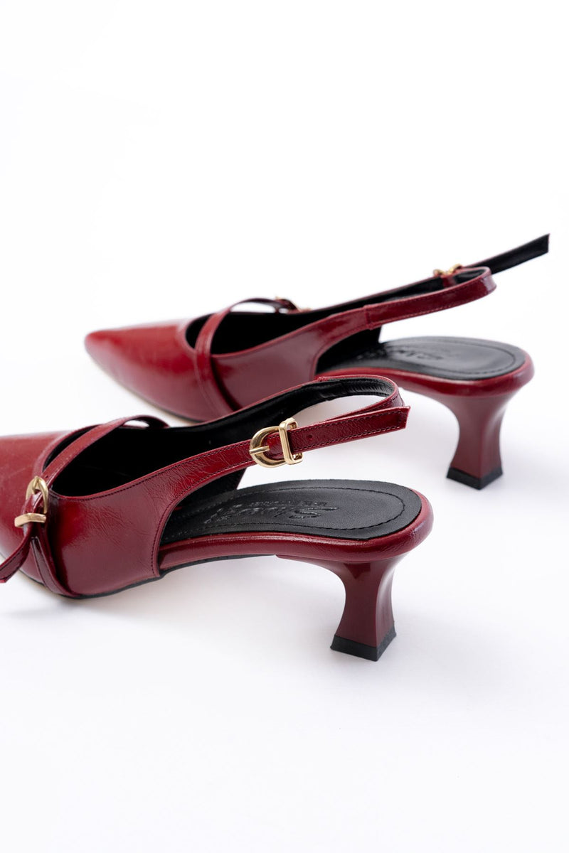 h-470Sandales Slingback Vernis Femme Talon