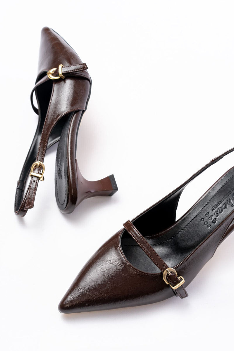 h-470Sandales Slingback Vernis Femme Talon