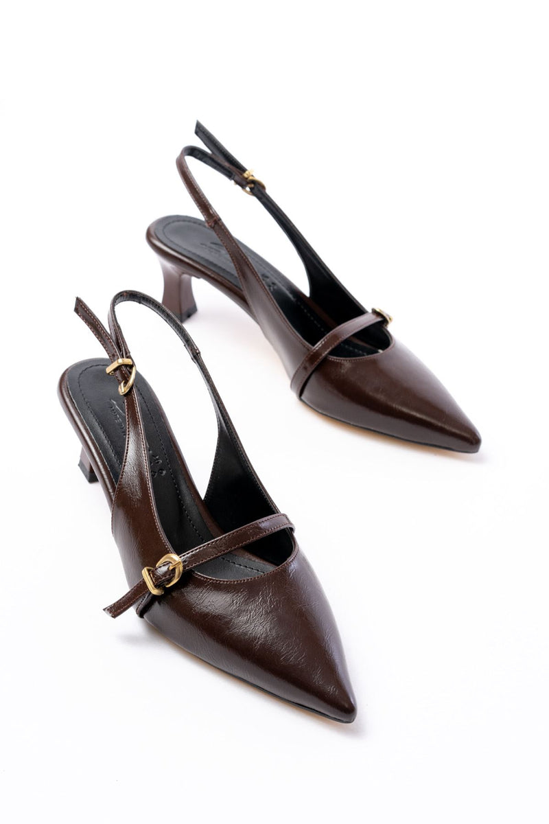 h-470Sandales Slingback Vernis Femme Talon