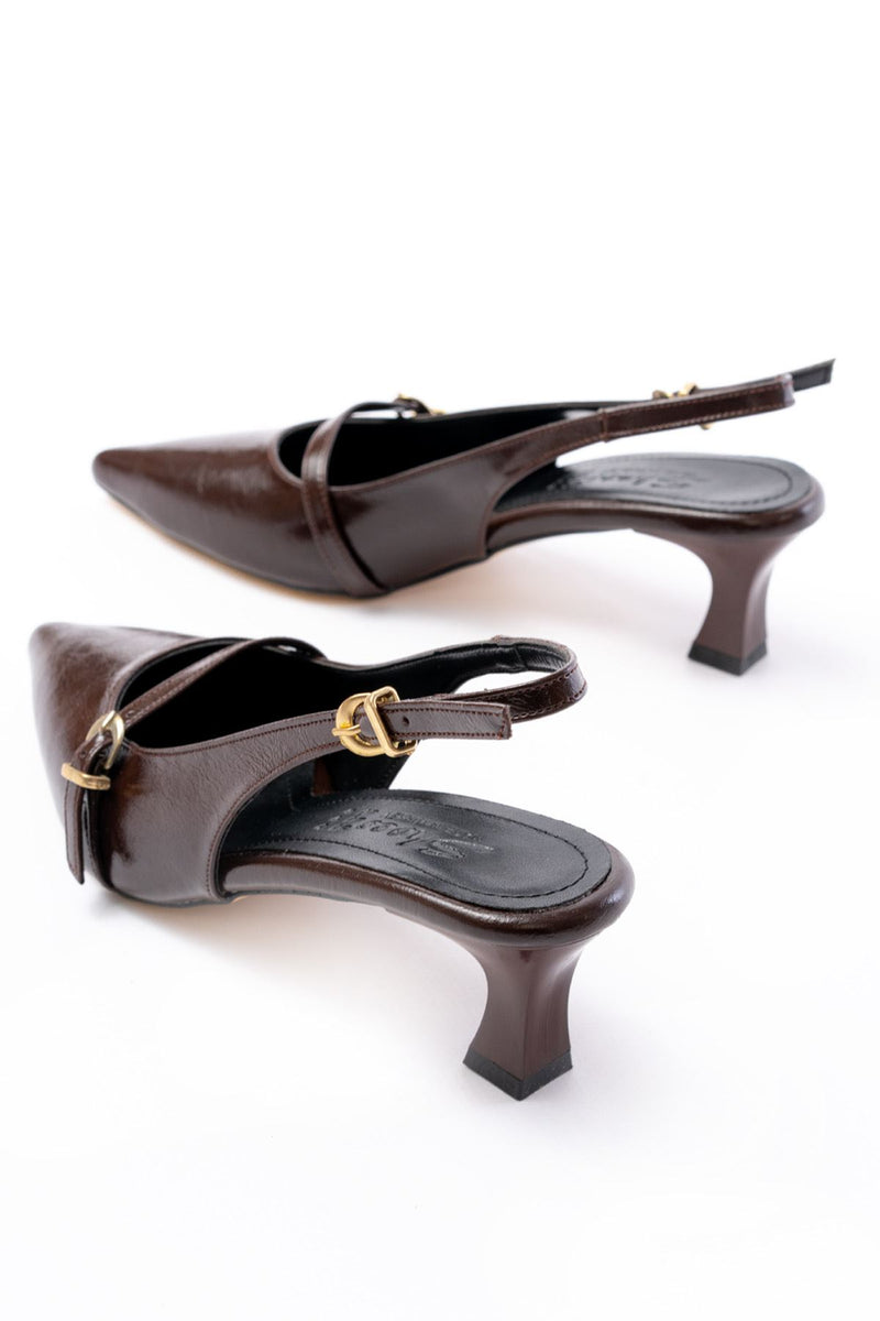 h-470Sandales Slingback Vernis Femme Talon