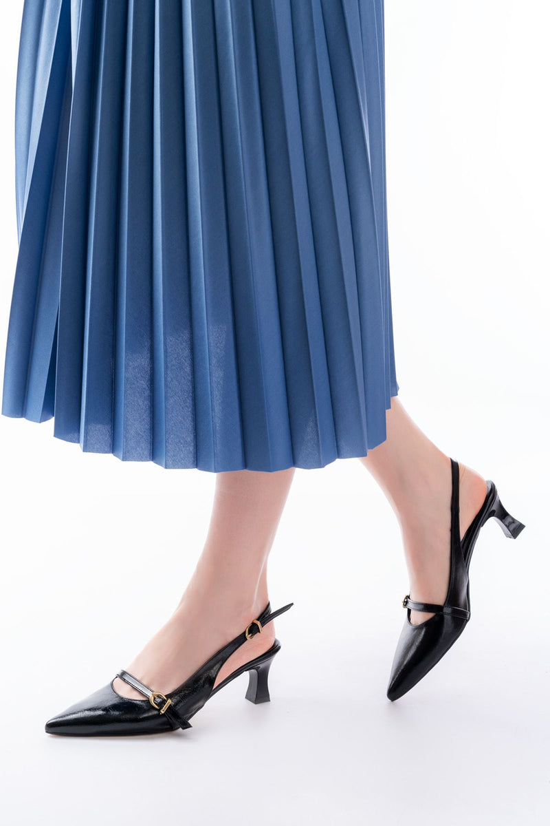 h-470Sandales Slingback Vernis Femme Talon