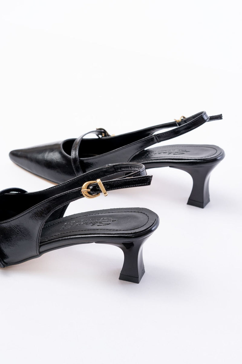 h-470Sandales Slingback Vernis Femme Talon