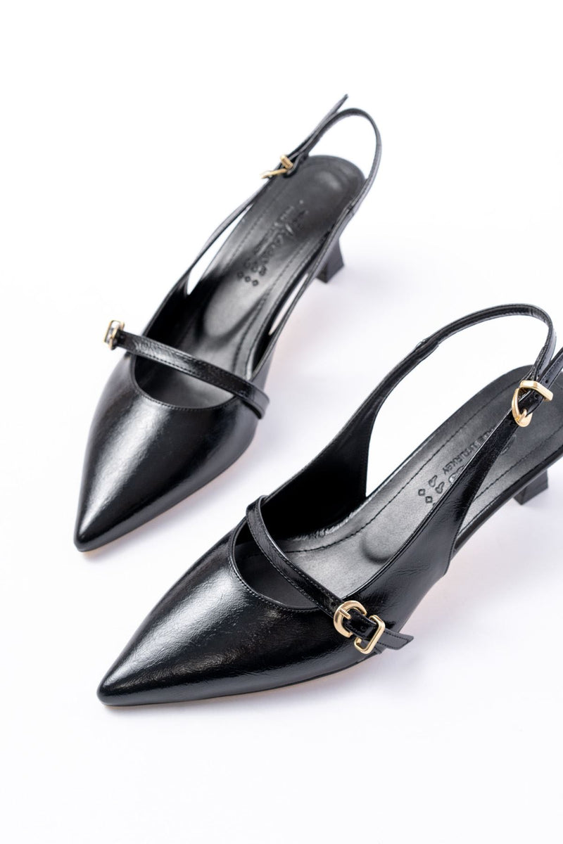 h-470Sandales Slingback Vernis Femme Talon