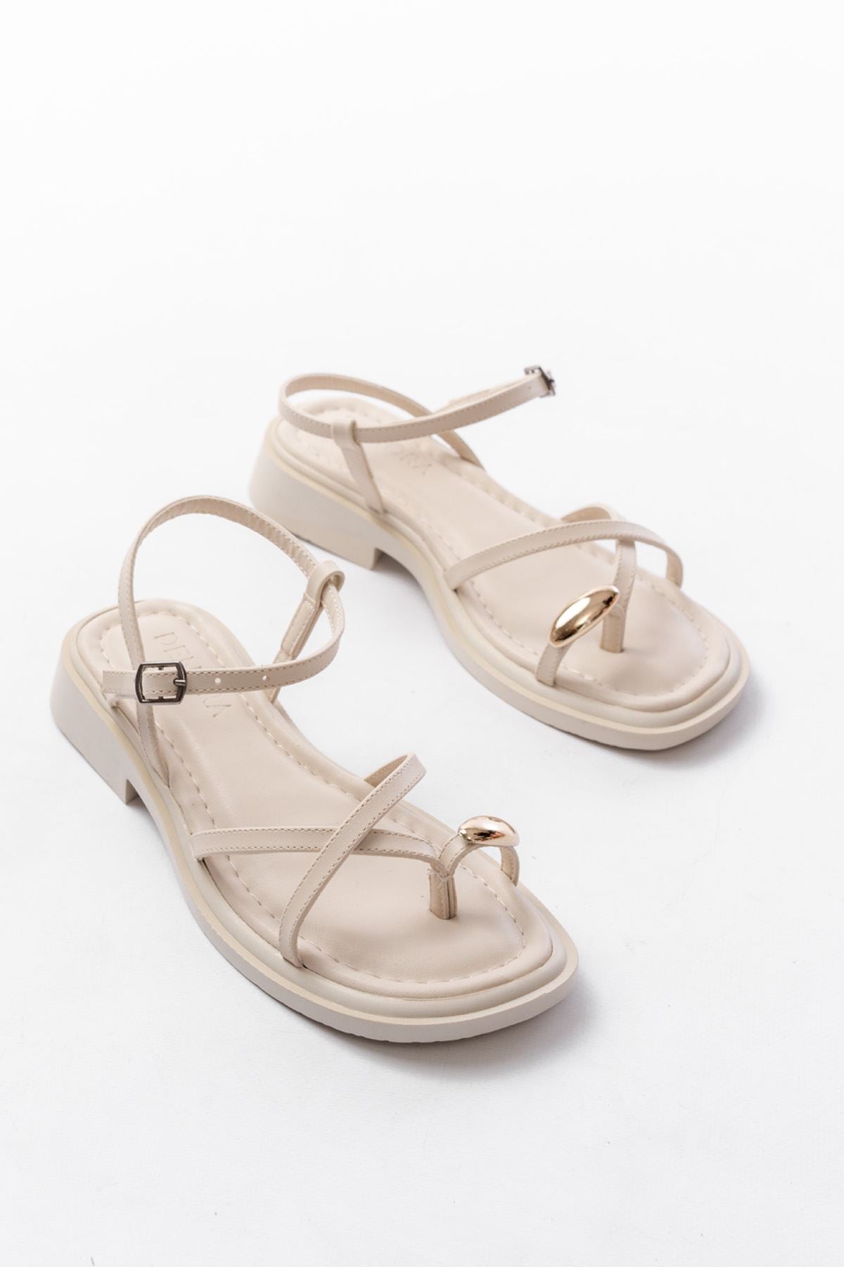 s - 101parmak arasi taş detayli günlük kadin sandalet - Justyol