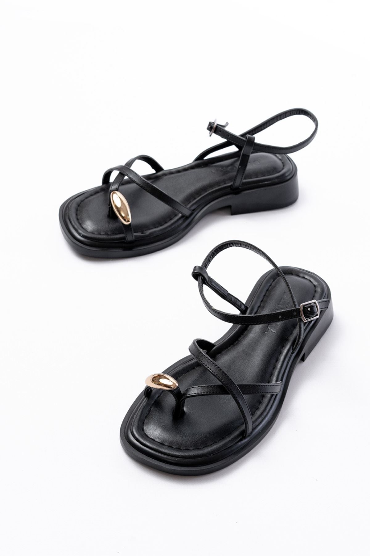 s - 101parmak arasi taş detayli günlük kadin sandalet - Justyol