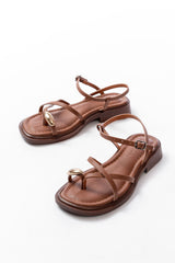 s - 101parmak arasi taş detayli günlük kadin sandalet - Justyol