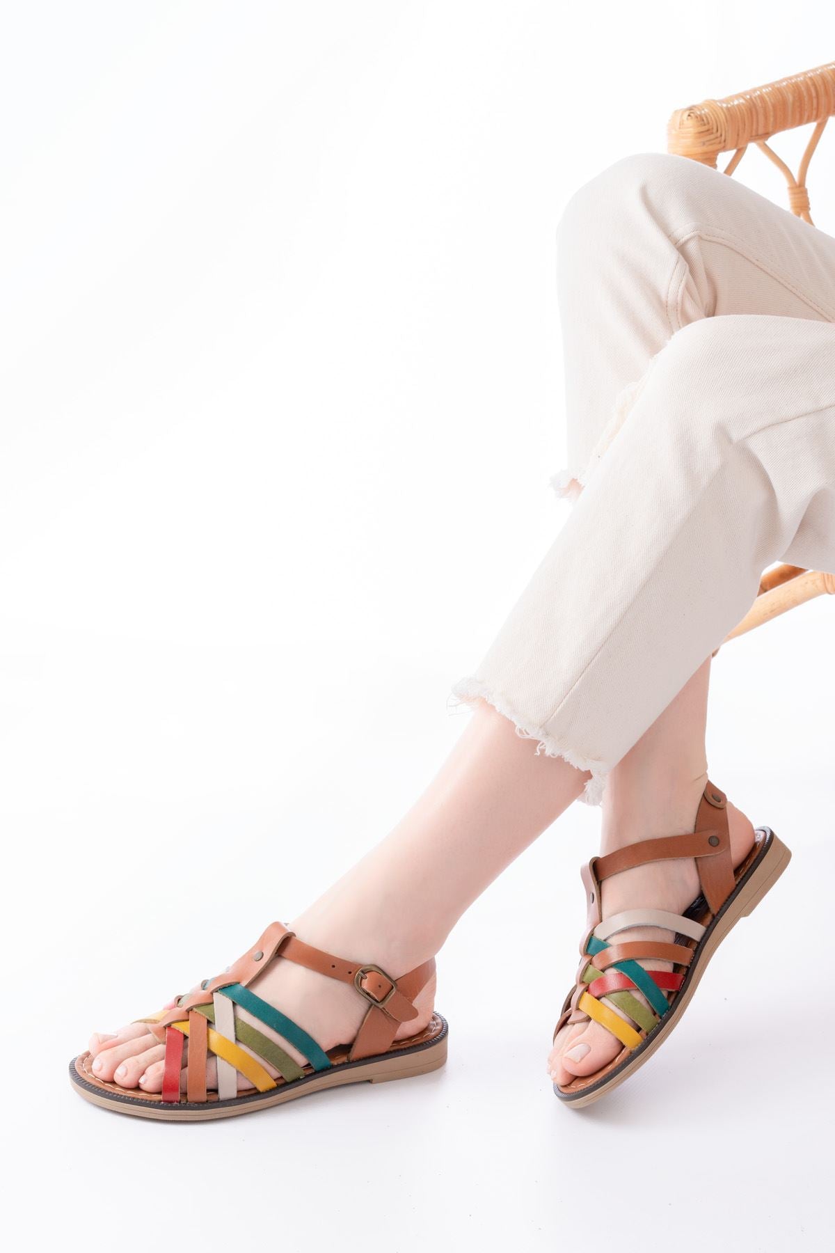 205 - 208hakiki deri ortopedik taban kadin sandalet - Justyol