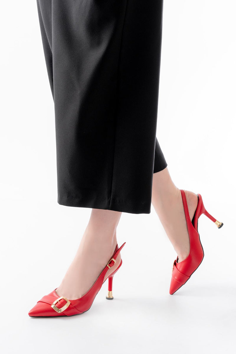 inf-1151Escarpins Slingback Femme Noirs à Talon 11 cm