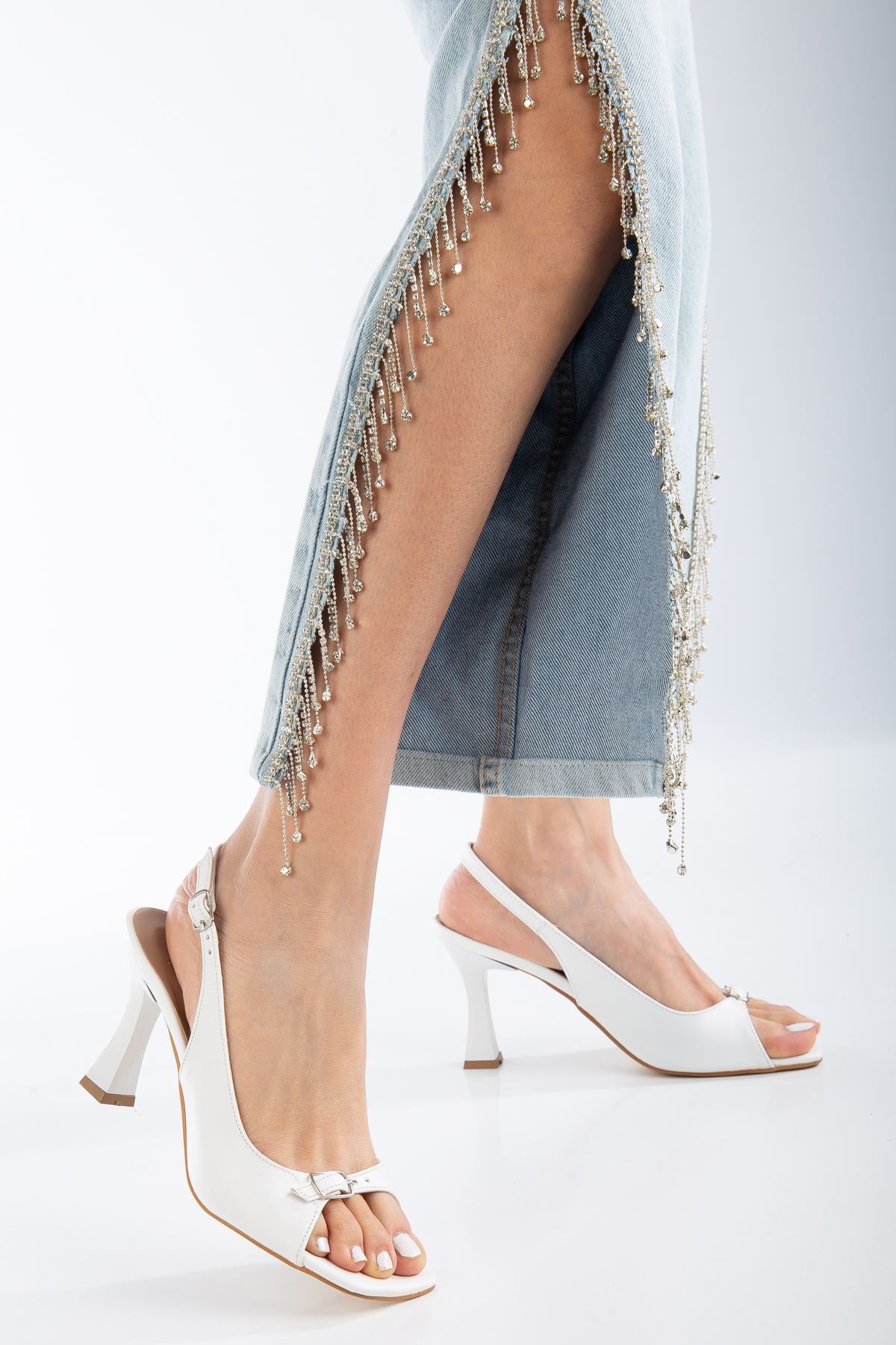 felya arkasi açik topuklu ayakkabi - Justyol