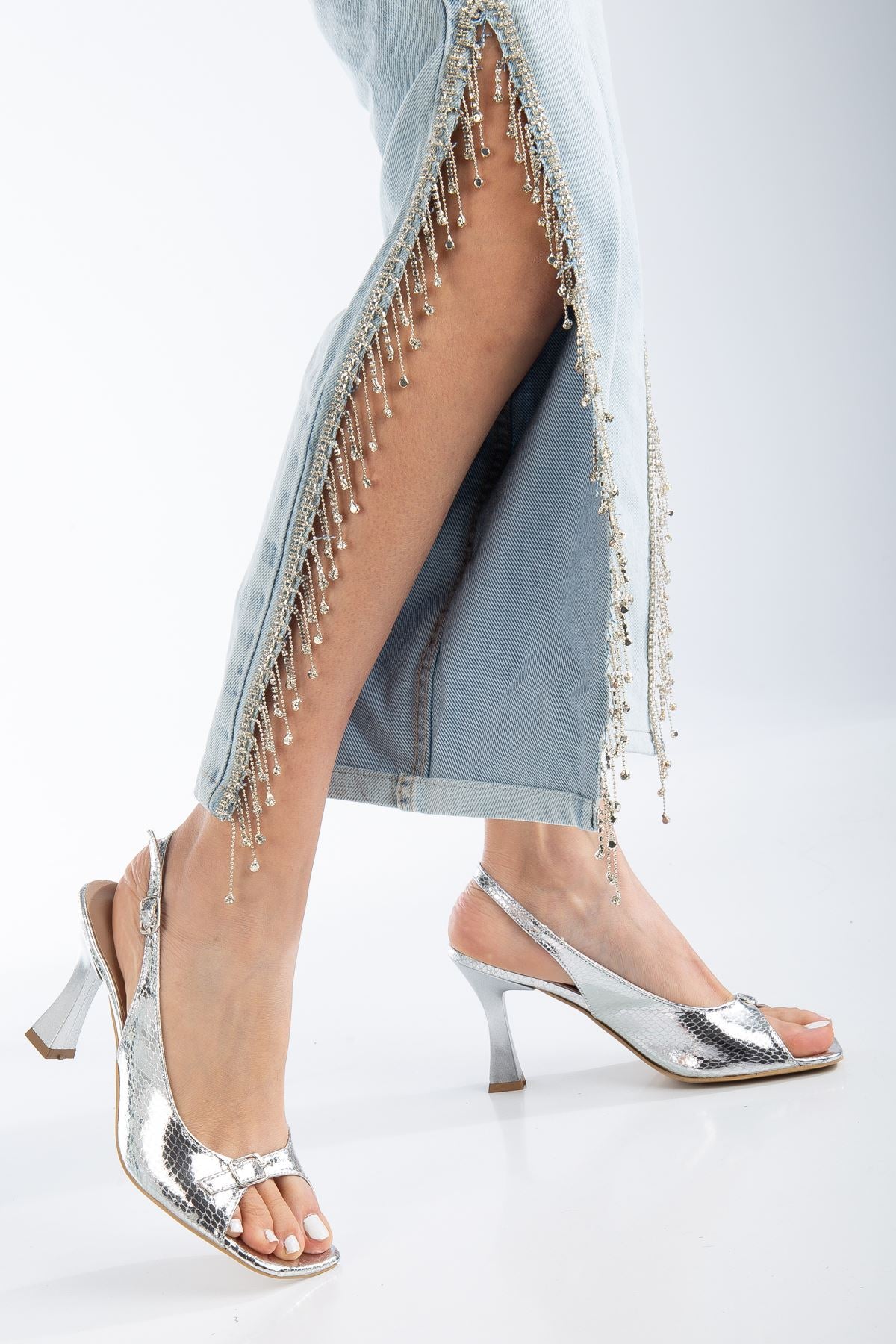 felya arkasi açik topuklu ayakkabi - Justyol