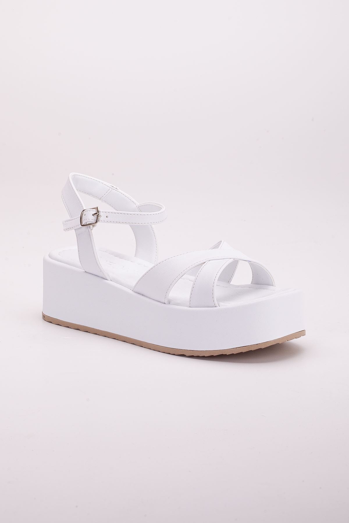 peria dolgu topuk sandalet saks - Justyol