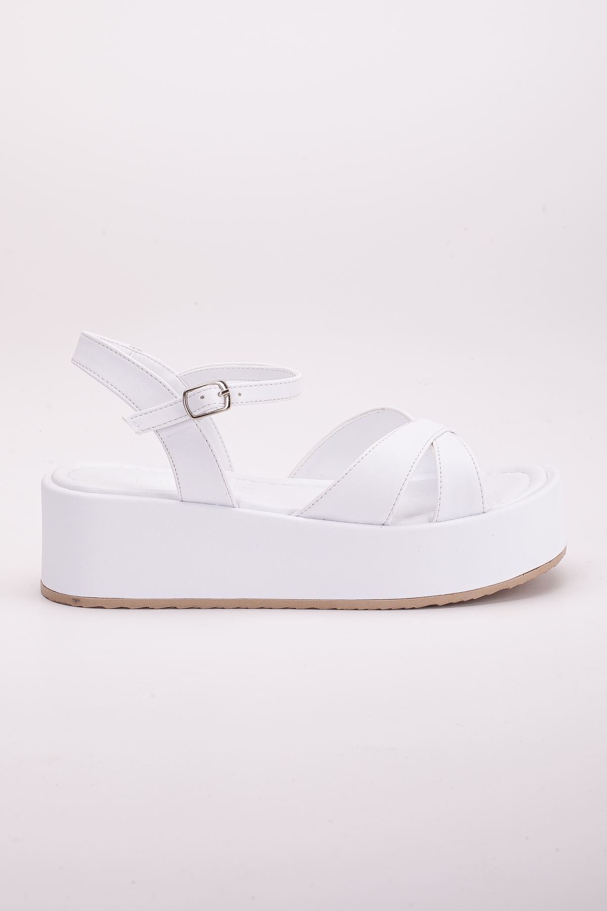 peria dolgu topuk sandalet saks - Justyol