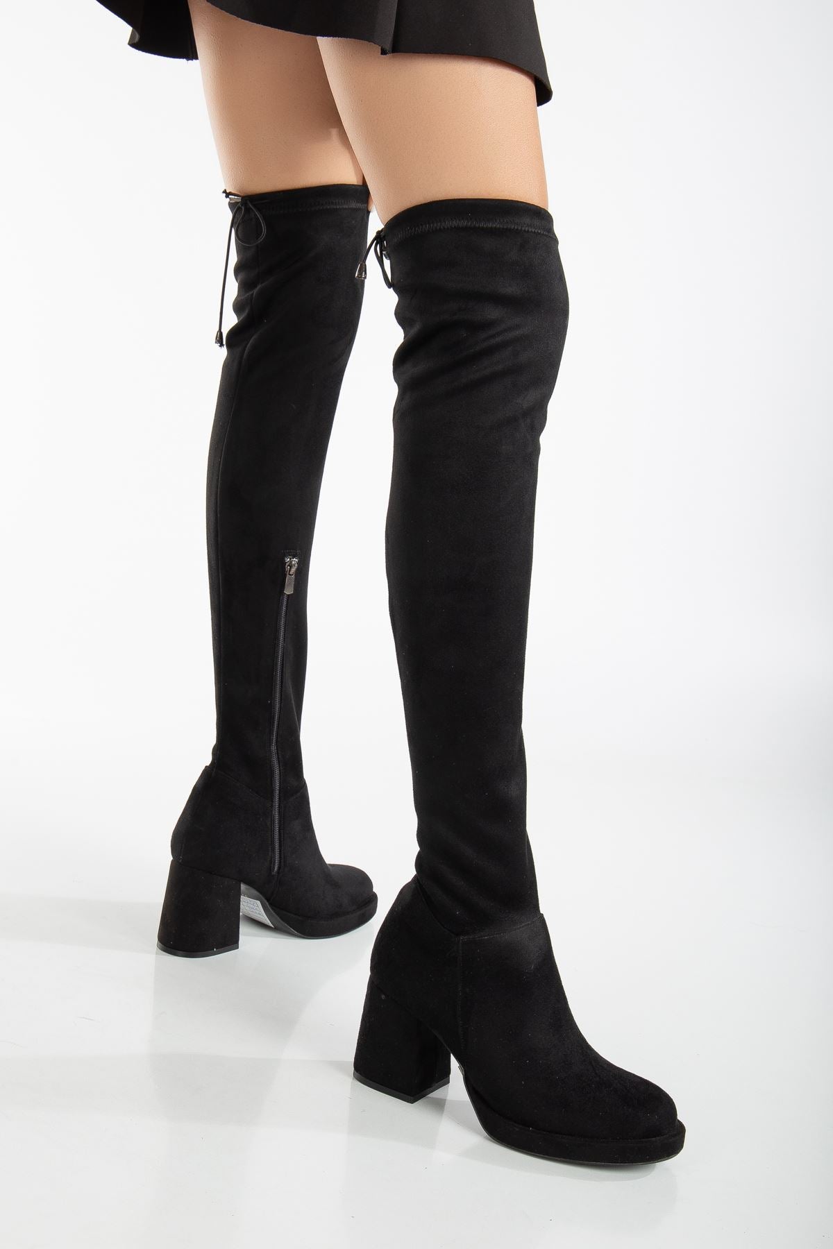 <tc>Bottes stretch en suède à talons Maysa</tc>