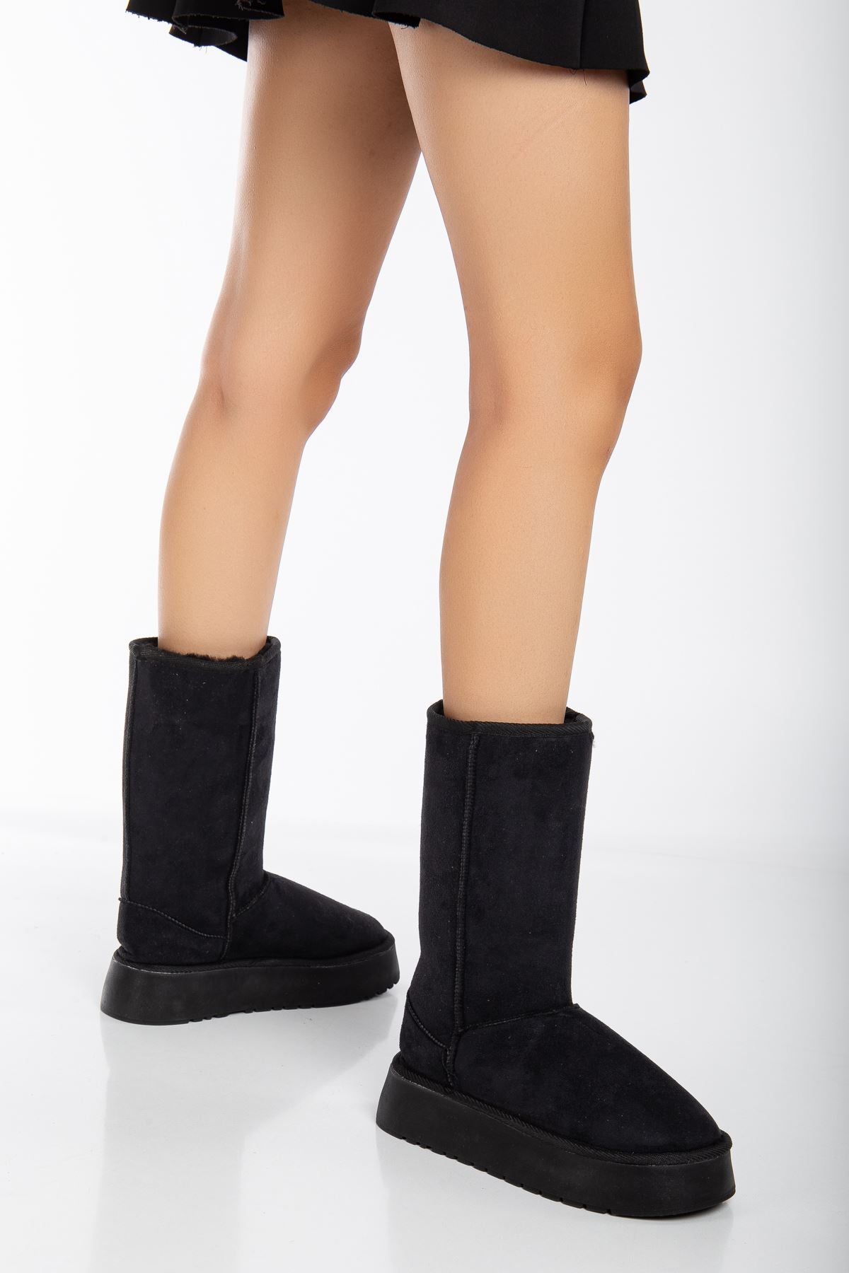 <tc>Bottes à talons épais Puffy avec doublure en fourrure</tc>