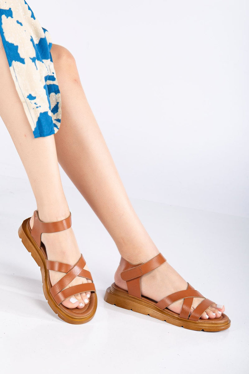 Sandales femme en cuir véritable