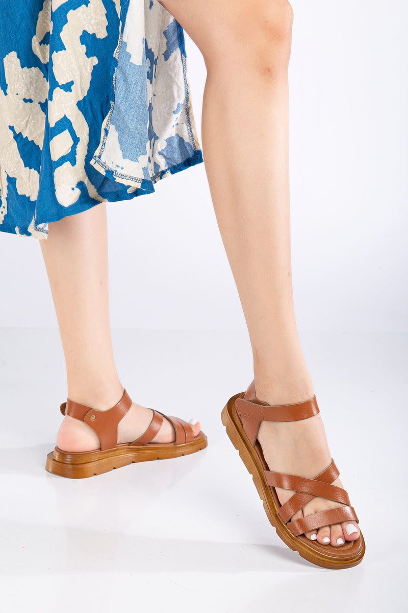 Sandales femme en cuir véritable