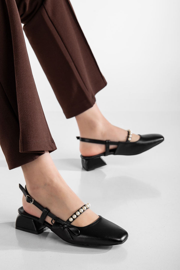Escarpins slingback femme à perles – Chaussures élégantes à talon confortable