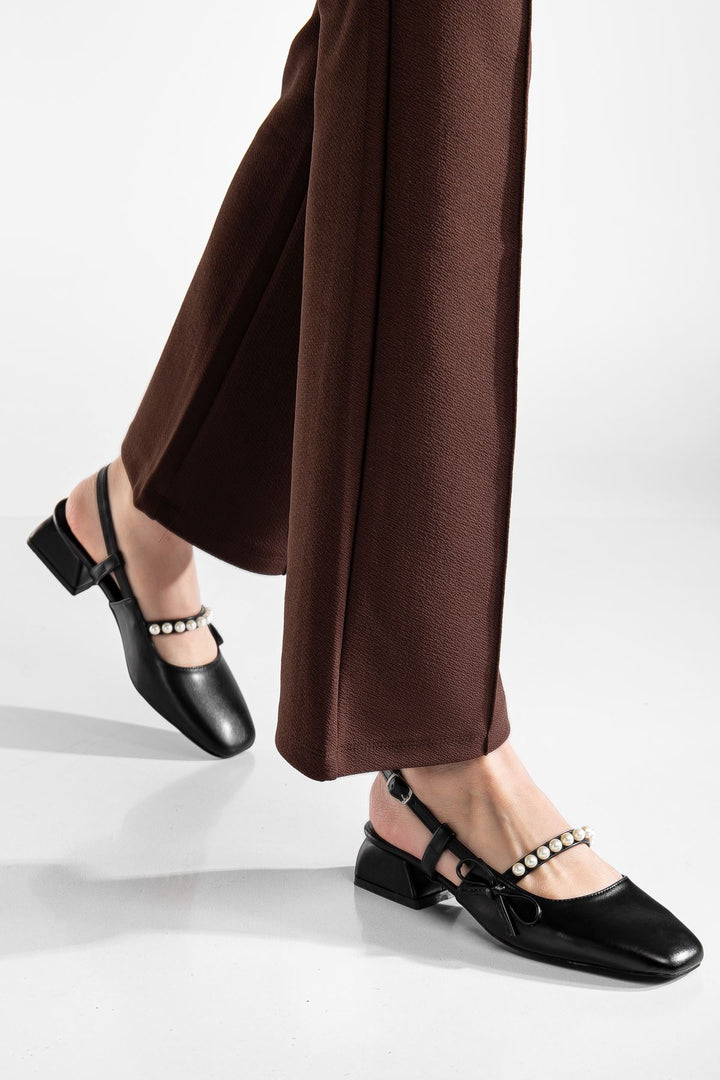 Escarpins slingback femme à perles – Chaussures élégantes à talon confortable