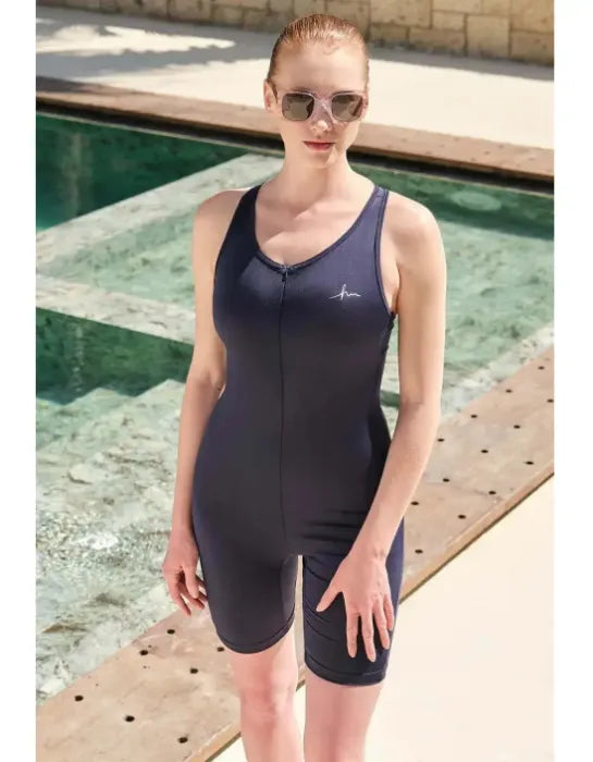 <tc>Maillot de Bain Modeste Haşema Zippé pour Nageuse en Bleu Roi</tc>