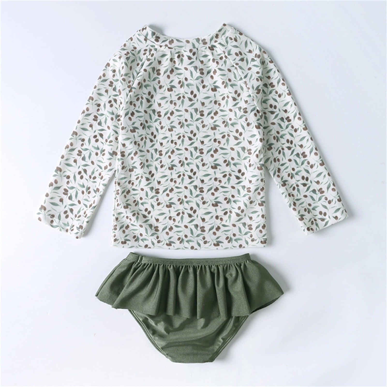Maillot de Bain Fille 2 Pièces Floral – Haut Manches Longues & Culotte