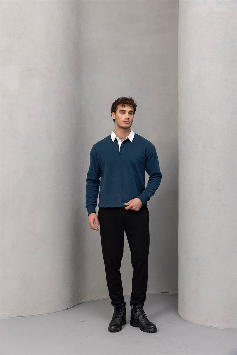 Sweat Homme Luis Col Polo en Maille Selanik