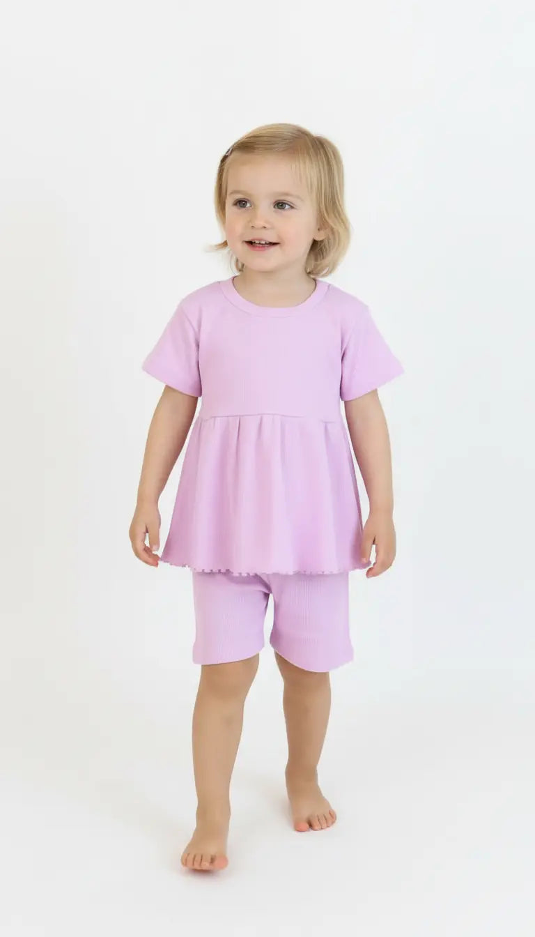Ensemble Fille avec Short à Volants 2 Pièces