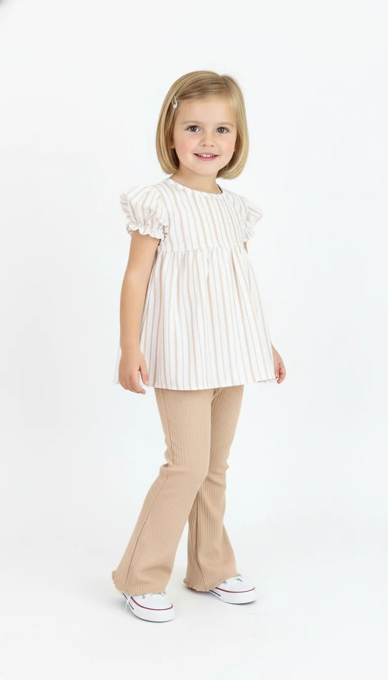 Ensemble Fille 2 Pièces à Manches Bouffantes