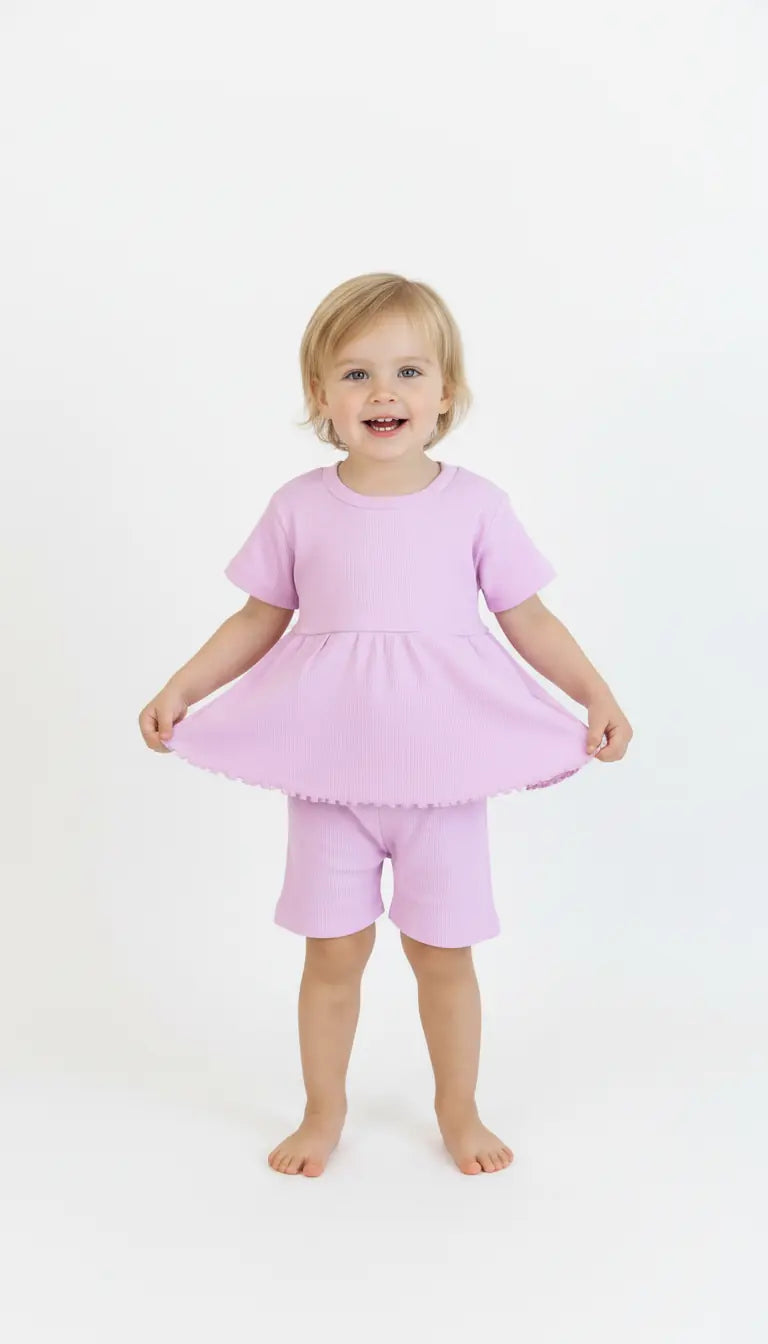 Ensemble Fille avec Short à Volants 2 Pièces