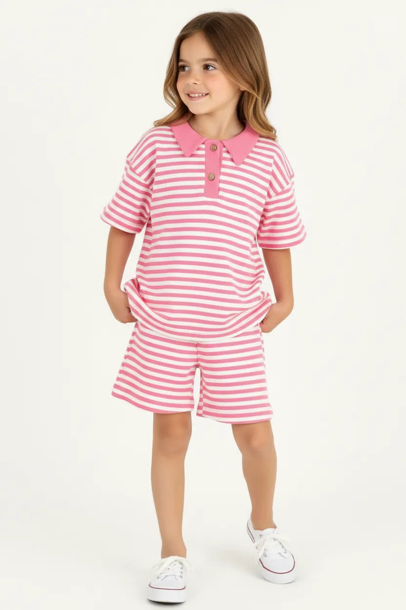 Ensemble Fille 2 Pièces en Tissu Lacoste Rayé