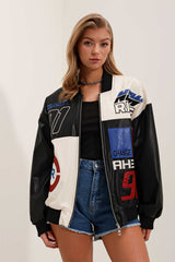 <tc>Veste bomber en simili cuir imprimée 0698.</tc>