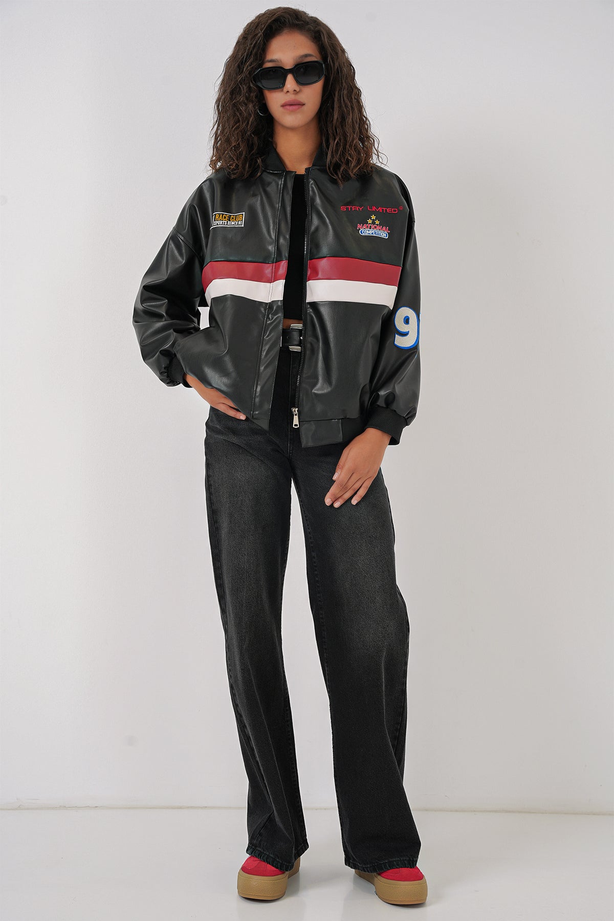 <tc>Bomber en simili cuir à imprimé 0698</tc>