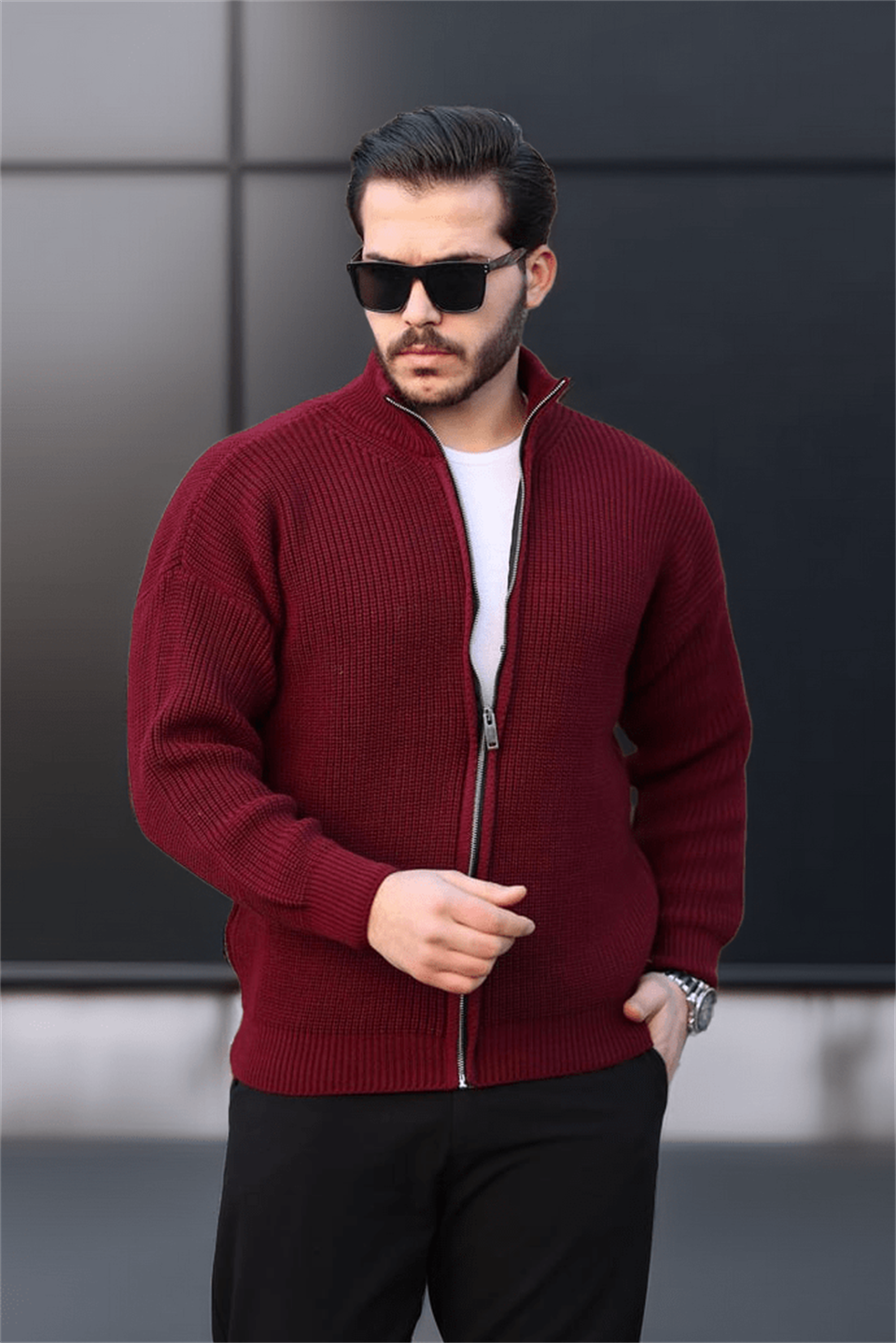 Gilet homme oversize zippé en maille Selanik