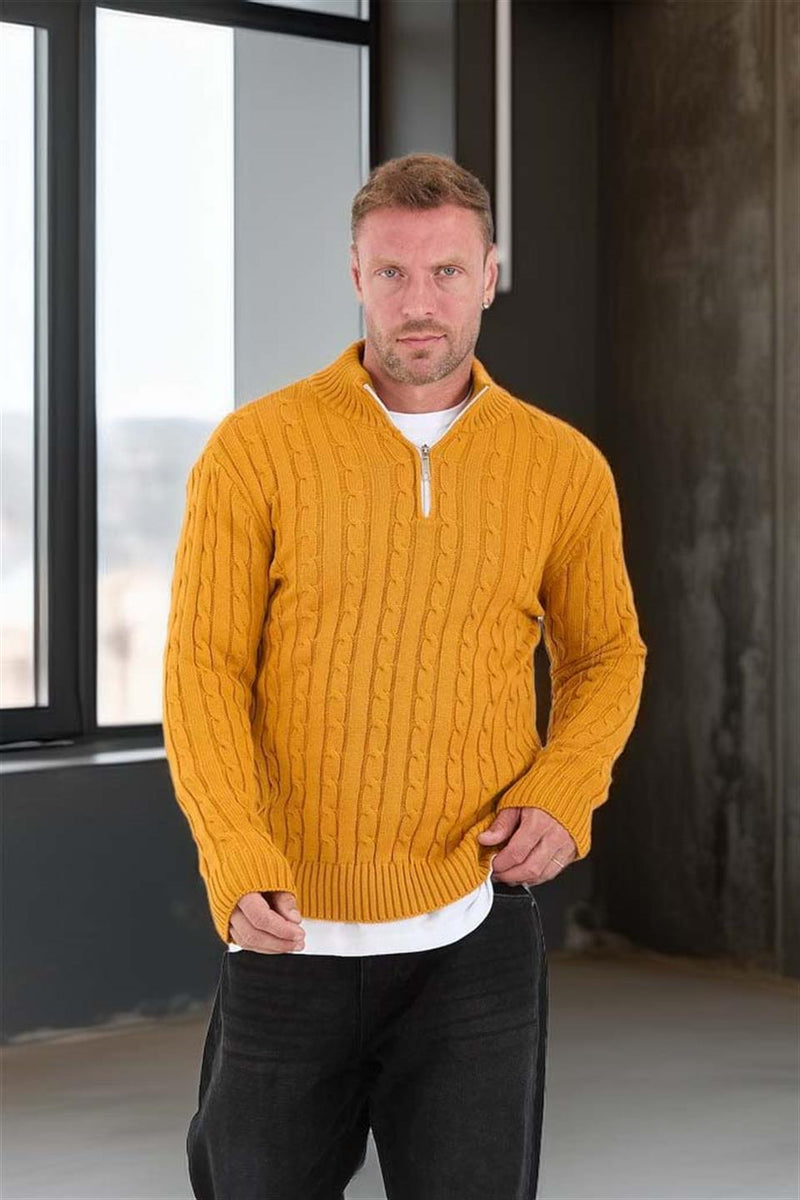 Pull Homme Bardem Maille Torsadée Demi-Zip