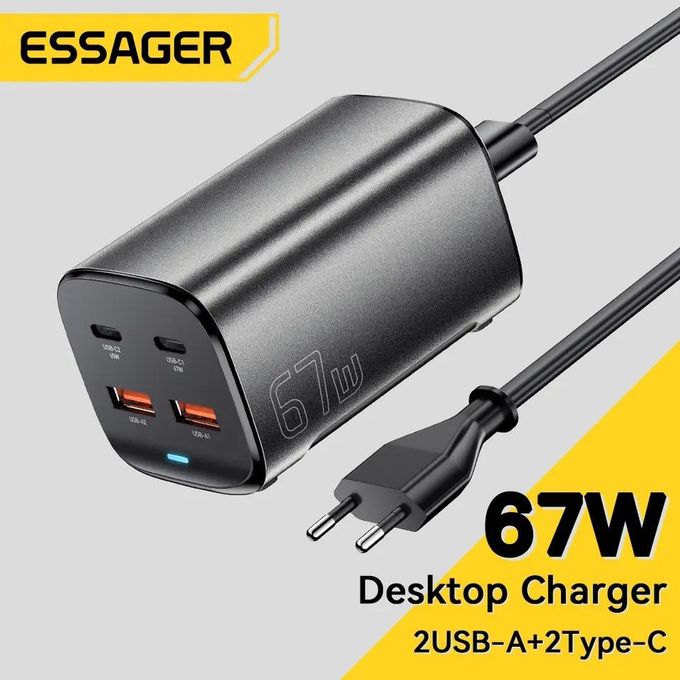 Chargeur GaN Puissant et Compact – Essager 67W pour Recharge Ultra-Rapide
