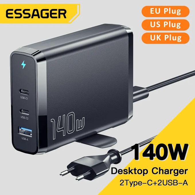 Essager Chargeur de bureau 140W GaN USB Type C , charge rapide QC4.0, PD3.0