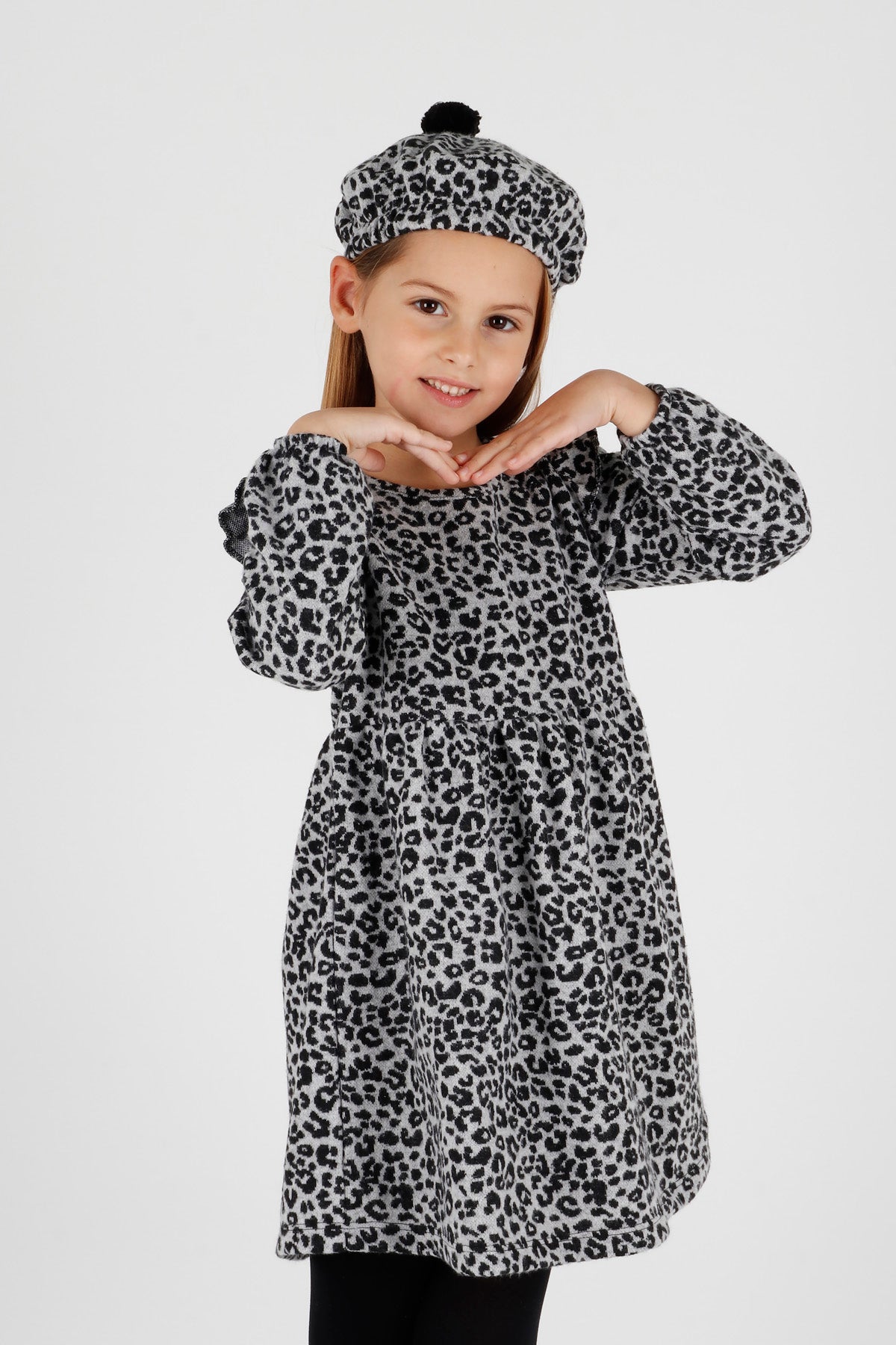 <tc>Robe tendance avec chapeau et détails à volants à motif léopard pour fille</tc>