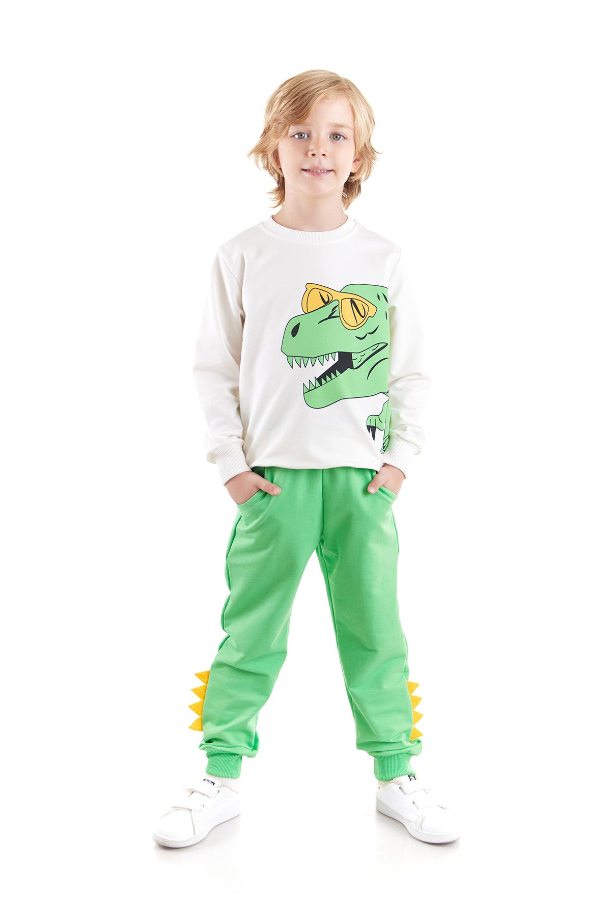 <tc>Ensemble de jogging tendance pour garçon avec imprimé dinosaure à lunettes - AK2531</tc>