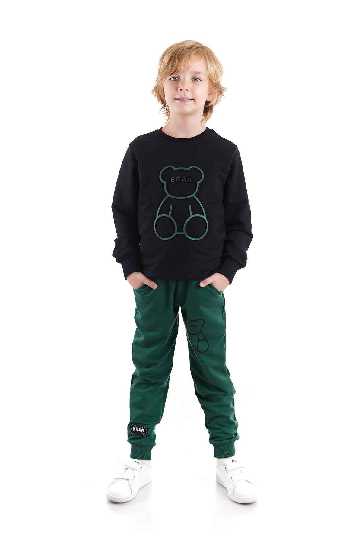 <tc>Ensemble de jogging tendance pour garçon avec imprimé gaufré ourson - AK2530</tc>