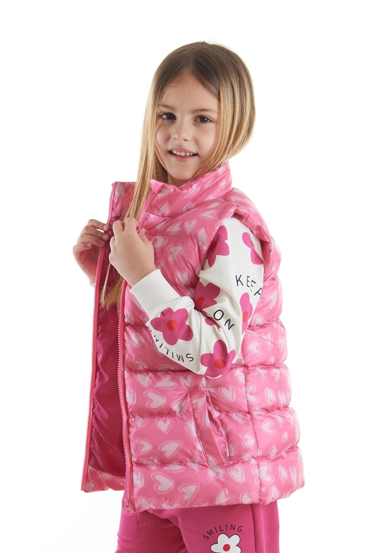 <tc>Gilet matelassé tendance sans capuche à motif cœur pour fille Ahenk Kids AK217273</tc>